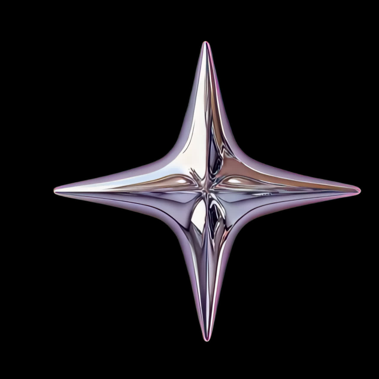 Futuristic metallic star design animation isolated asset, transparent 4K video, alpha channel