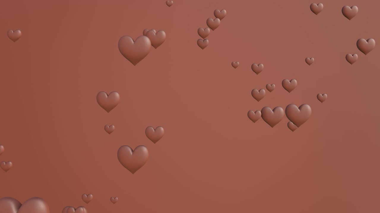 갈색 하트 모양의 추상적인 애니메이션. 갈색 바탕에.