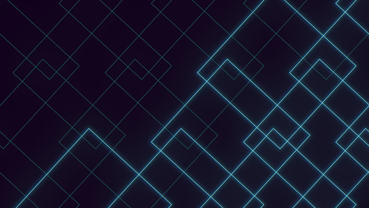 Futuristic neon cubes pattern on black and blue background