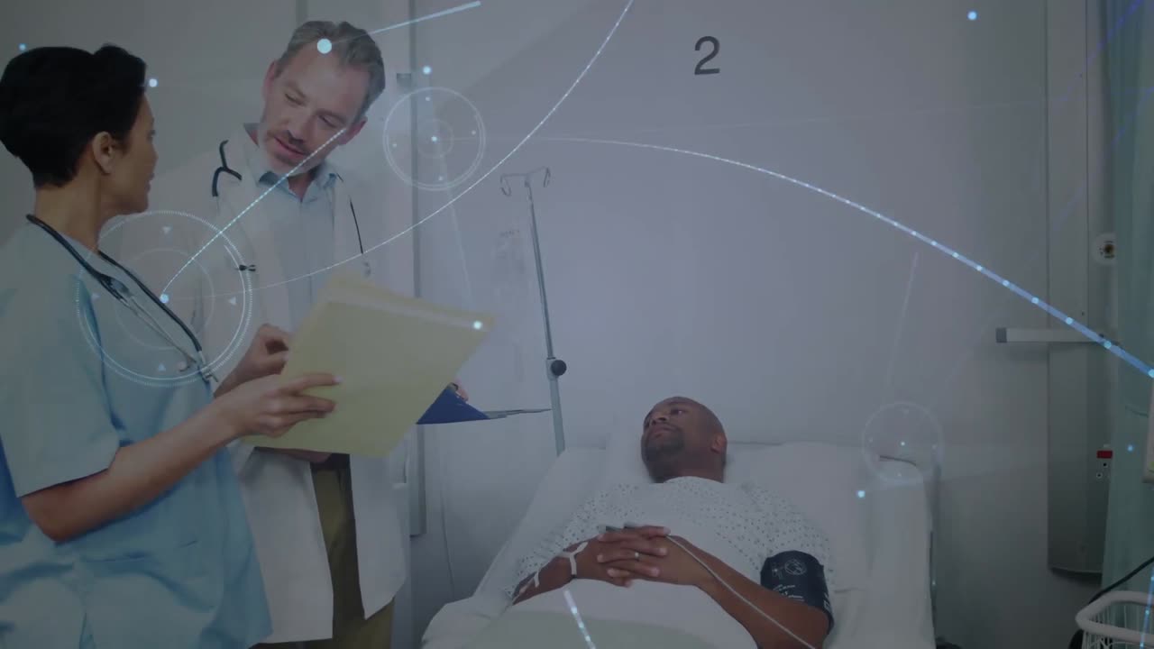 Animation of data processing over diverse doctors and patient talking