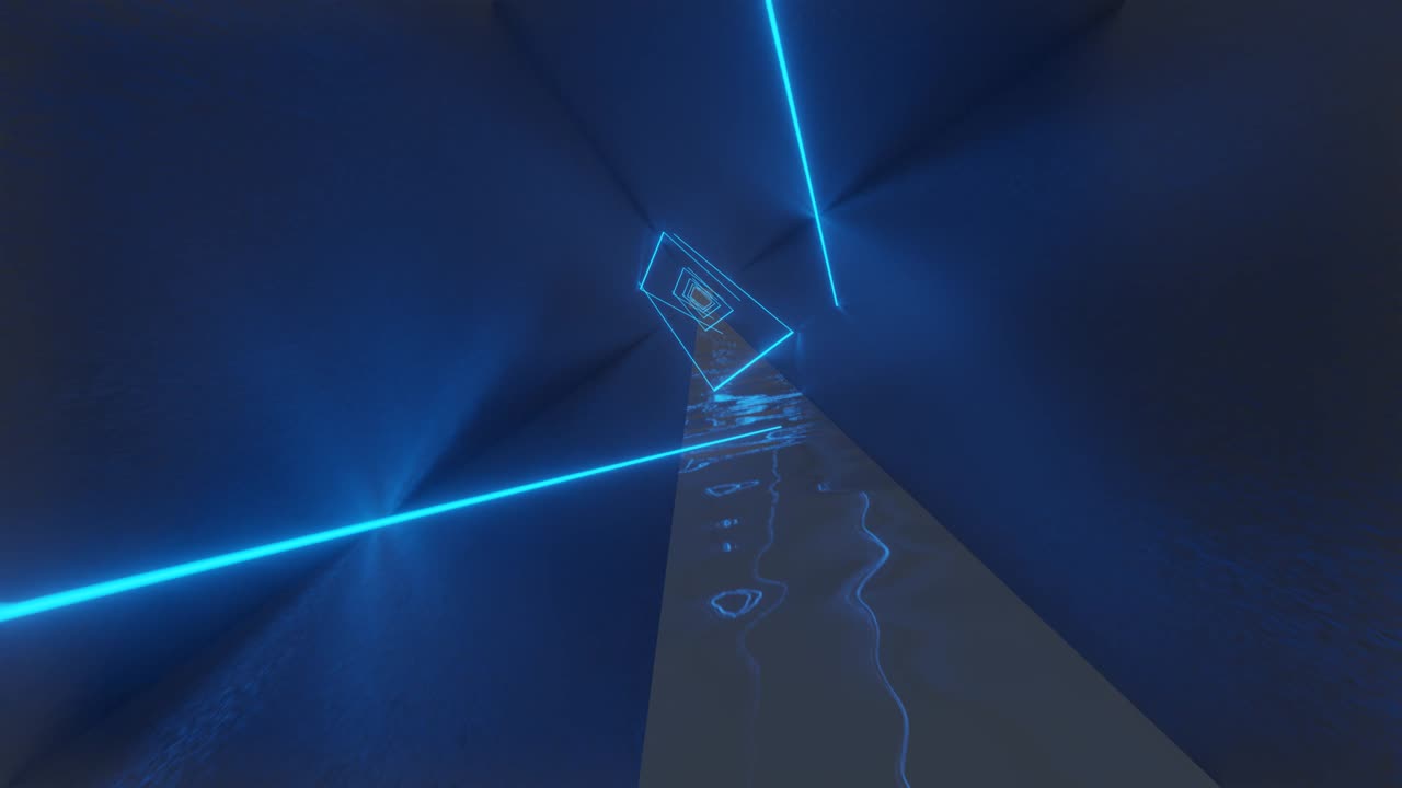 túnel futurista con luces de neón azul. gráfico de movimiento en bucle sin costuras fondo animado mínimo