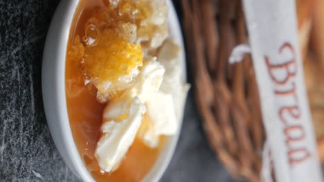 honeycomb with butter and cream cheese on toast