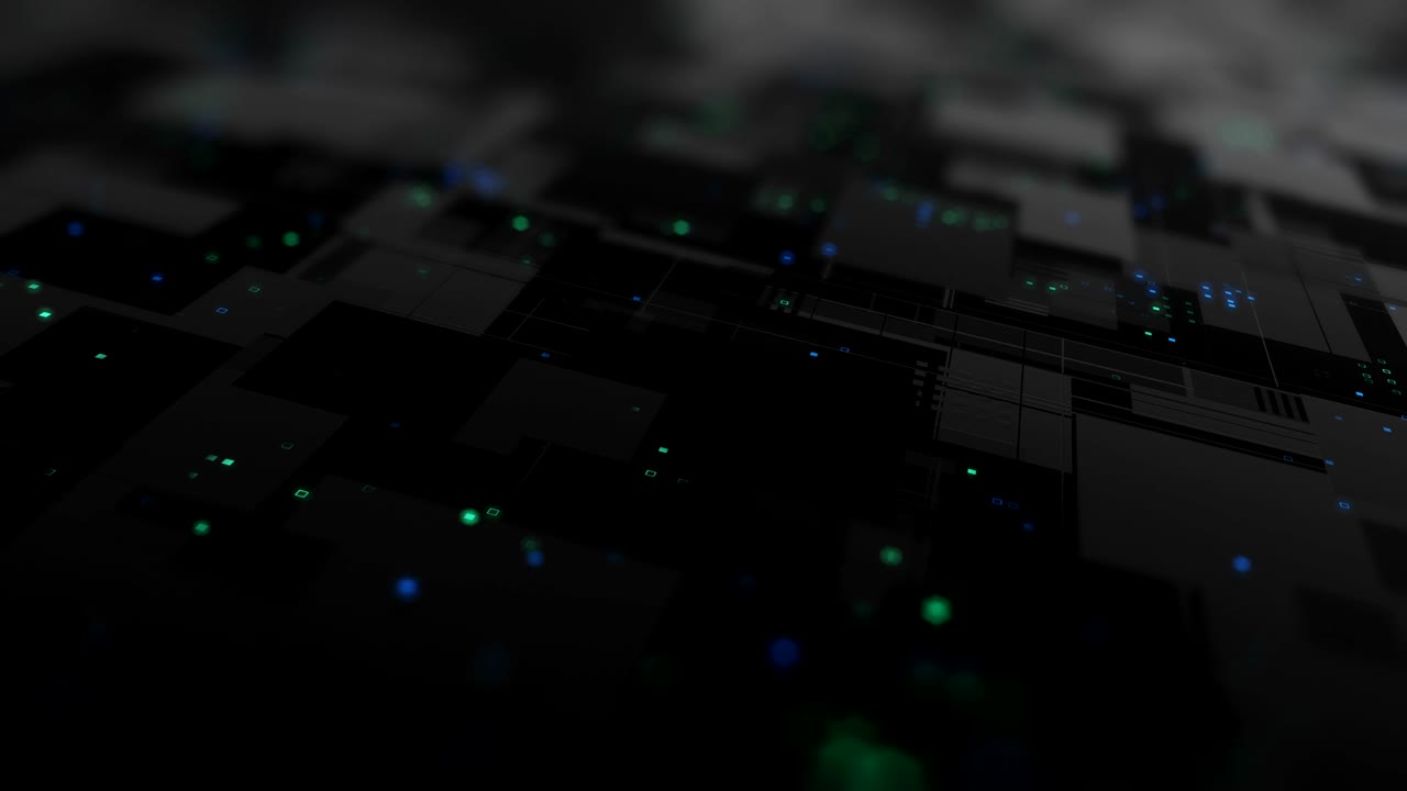 Abstract high tech digital technology background made of particles and metallic plates.