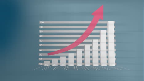animación del procesamiento de datos financieros y las estadísticas con flecha roja