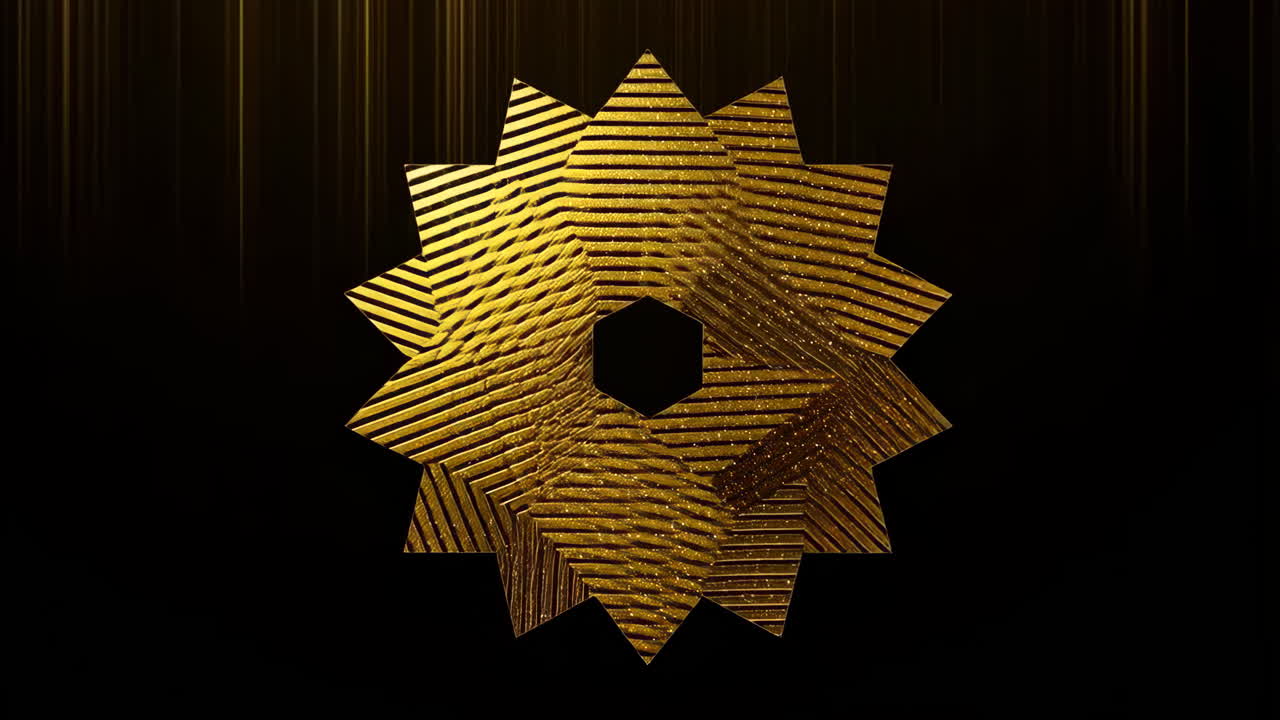Golden Abstract Geometric Star with Hexagonal Center