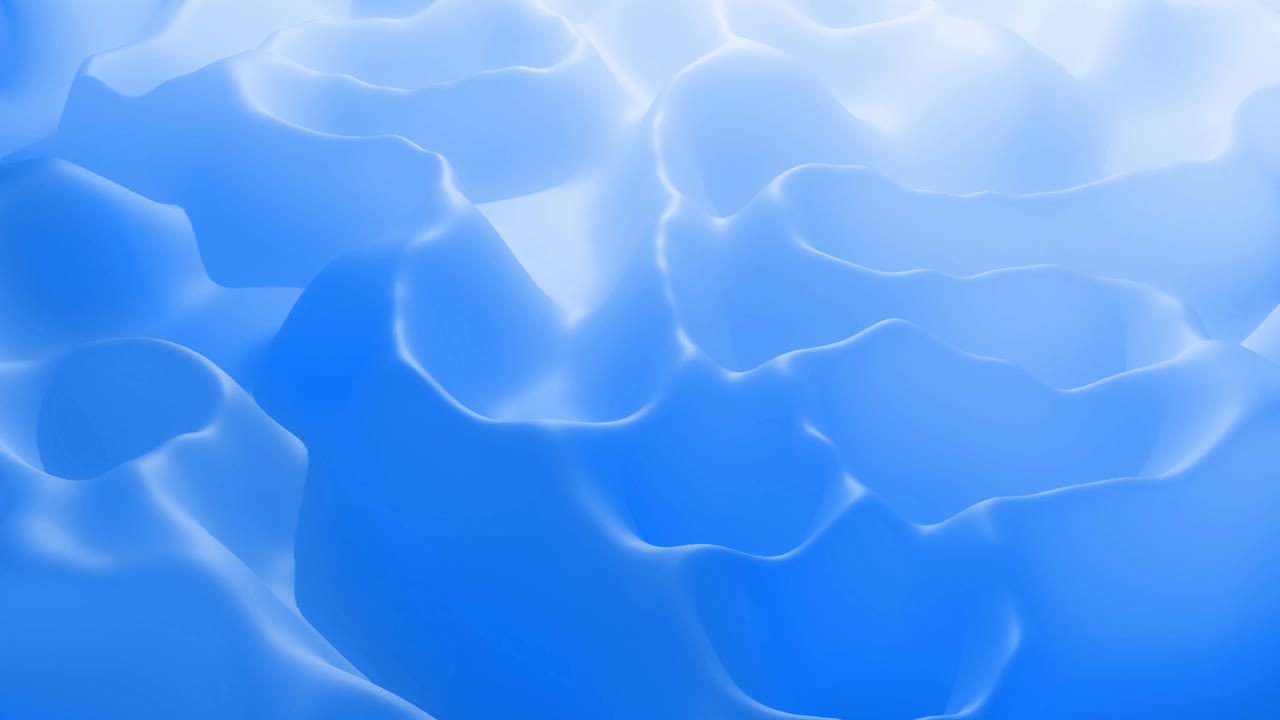 Stylish abstract looped background, changing surface of soft translucent material. Creative soft bright 3d bg with inner glow for festive events 4k. Blue gradient.