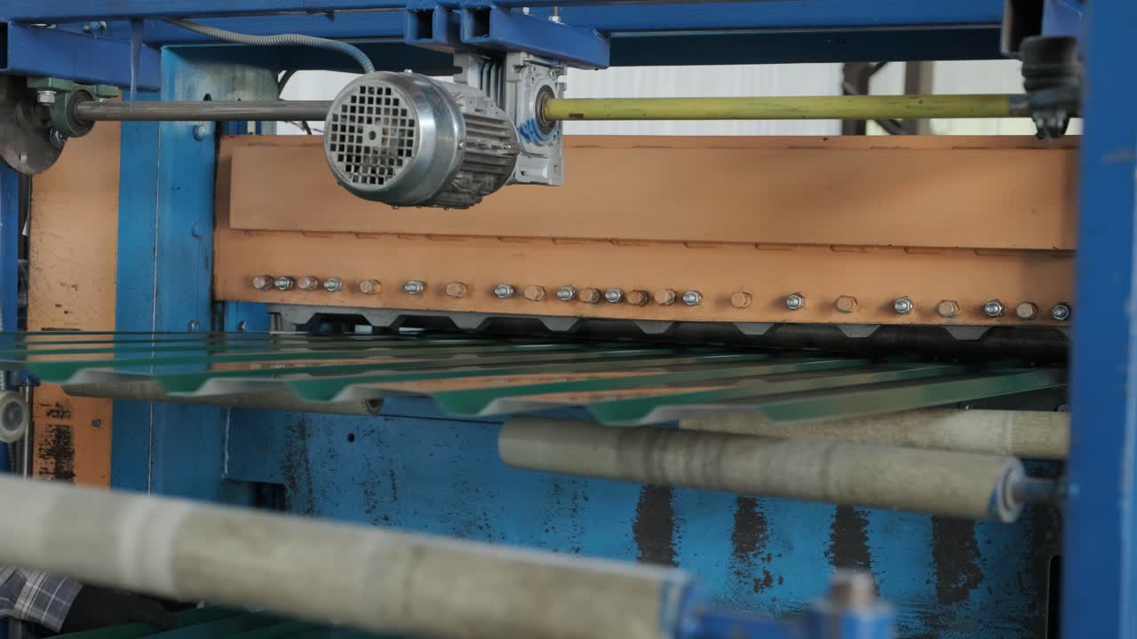 Metal sheet forming machine at the modern metalwork factory.