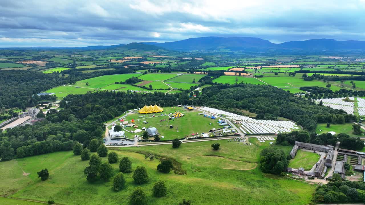 Aerial view of festival site all together now Curraghmore Waterford Ireland under the Comeragh Mountains