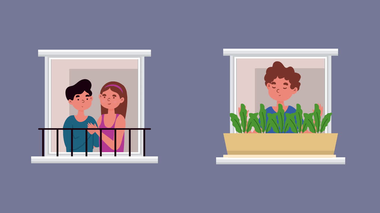 personas en balcones