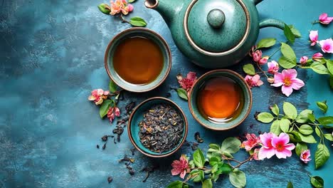 aesthetic tea arrangement with flowers