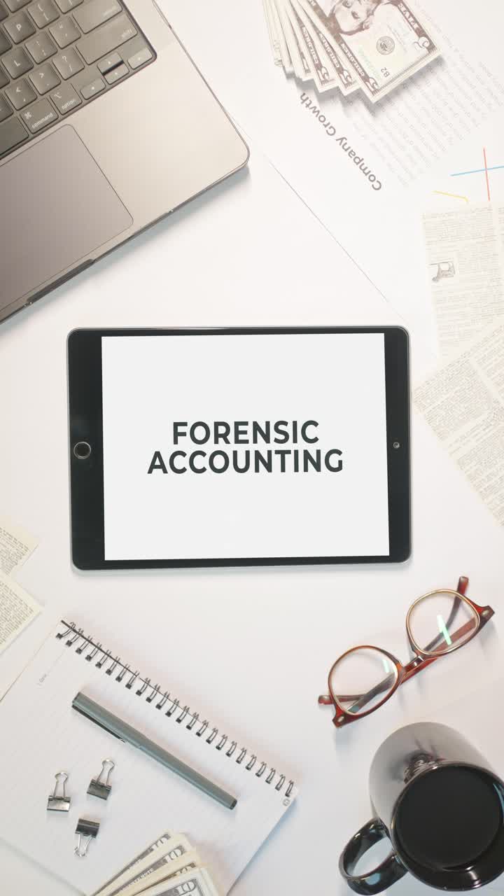 VERTICAL VIDEO OF FORENSIC ACCOUNTING DISPLAYING ON A TABLET SCREEN
