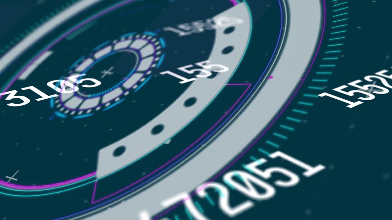 animación del escaneo del alcance y los números que cambian sobre un fondo azul