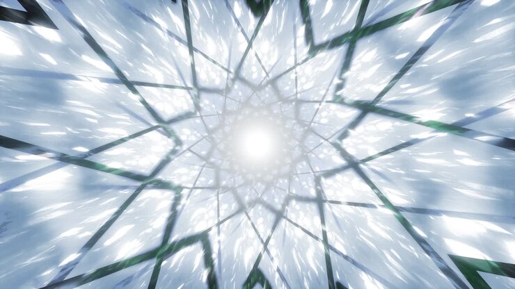 Incanto nebbioso, linee sfocate a forma di stella. Sfondo animato astratto in loop