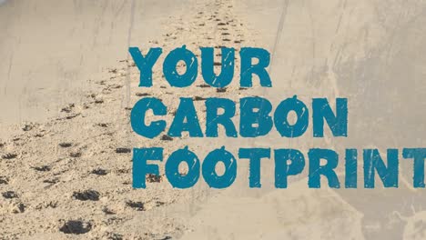 animation of your carbon footprint text over shapes on beige background