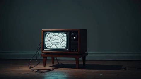 vintage television with static image