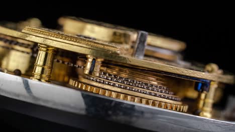 close-up of an antique clock mechanism