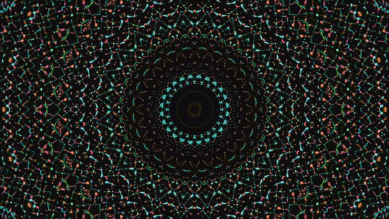 patrón de kaleidoscopio abstracto con colores completos. mandala mágica. 4k