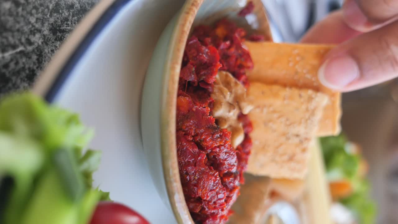 Sundried Tomato and Walnut Dip with Crackers