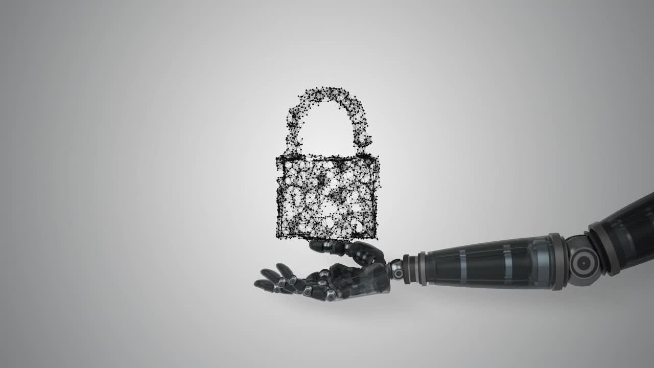 mano robótica que presenta la seguridad de datos en la nube digital