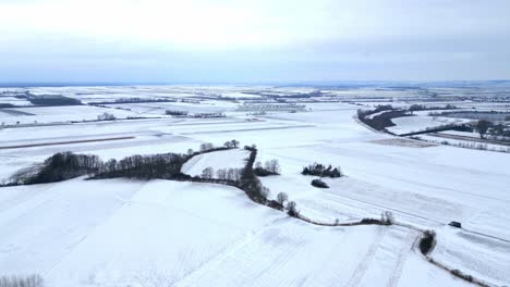 Baumgarten-Vast-Fields-Covered-With-Snow-During-Winter-In-Lower-Austria,-Austria