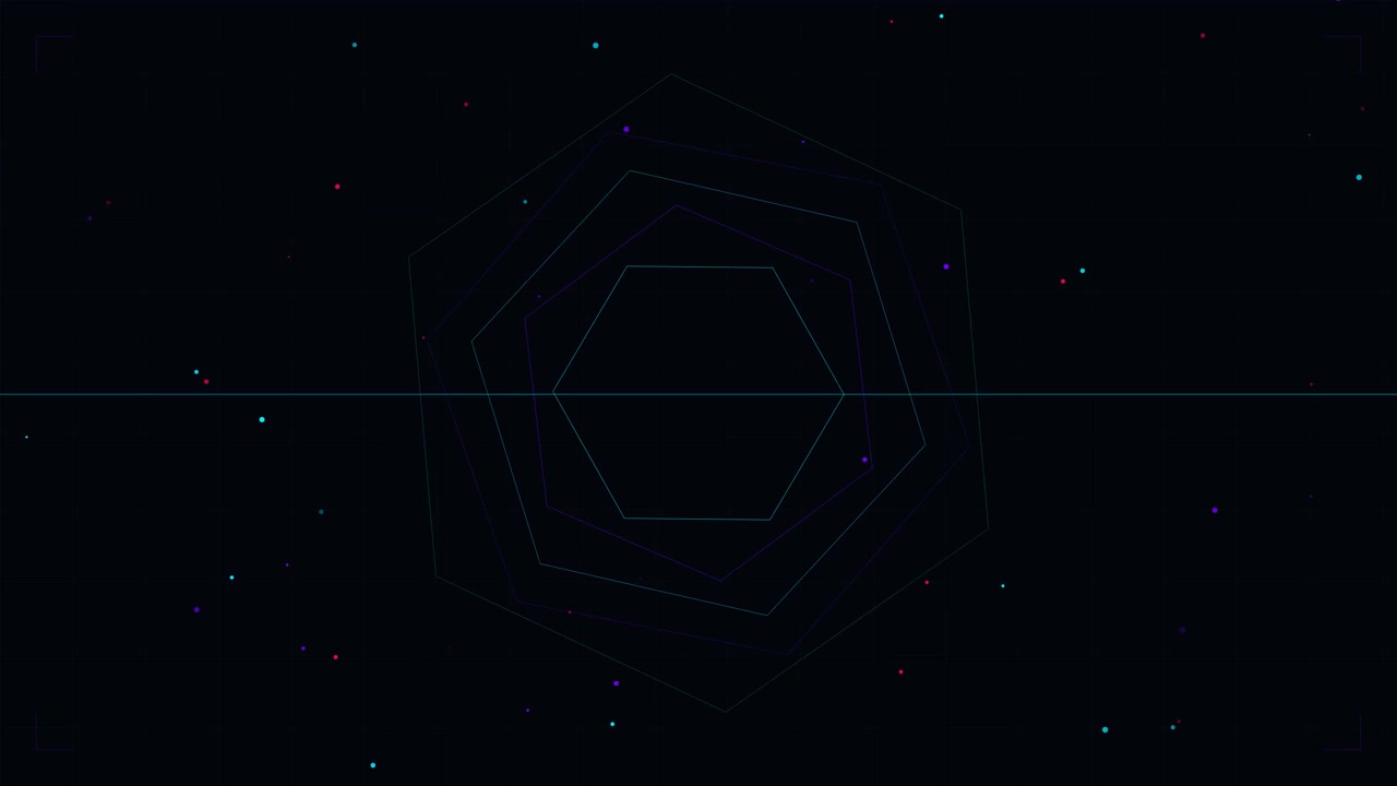 Abstract Geometric Hexagon Animation with Floating Particles