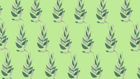 animación de hojas verdes sobre un fondo verde