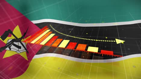 Animation-of-data-processing-over-flag-of-mozambique