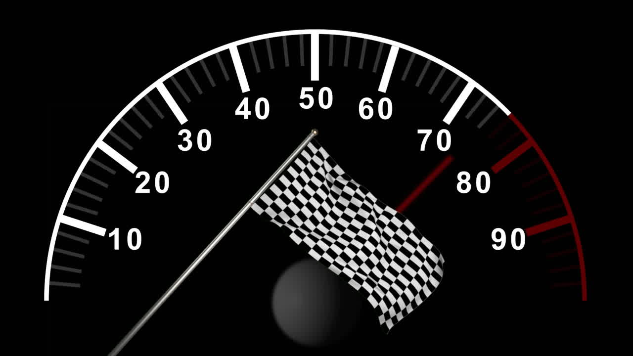 Car counter against checkered flag