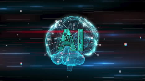 animación de texto ai sobre el giro del cerebro digital