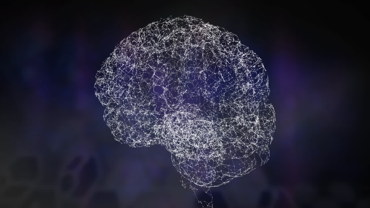 Cervello digitale che ruota su sfondo blu