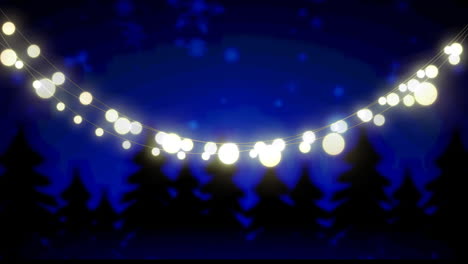 Animation of glowing fairy lights over winter landscape