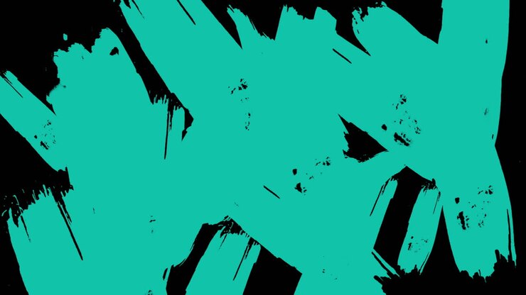 Dynamic Teal and Black Abstract Brush Strokes Transition