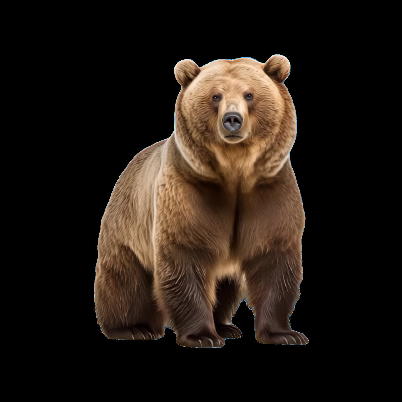 Asset isolato di animazione illustrata di orso bruno maestoso, video 4K trasparente, canale alfa