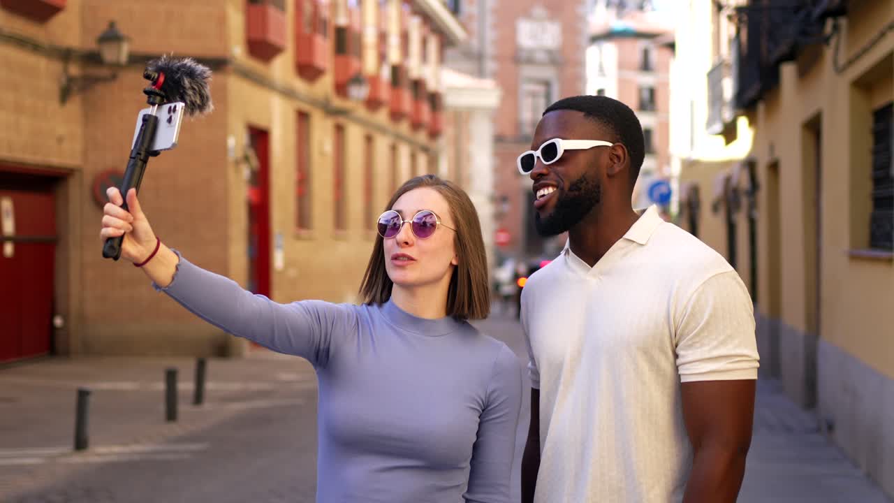 Couple Vlogging in a European City