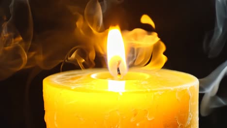 a yellow candle with smoke coming out of it