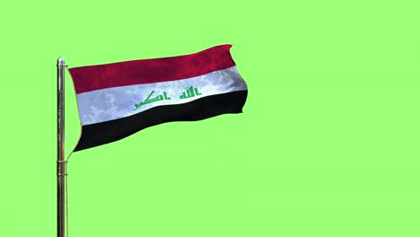 waving flag of iraq for any holiday on chroma key screen, isolated