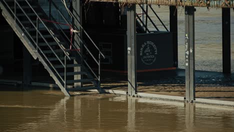 flooded stairs leading to a riverside structure in budapest, hungary during 2024 flood