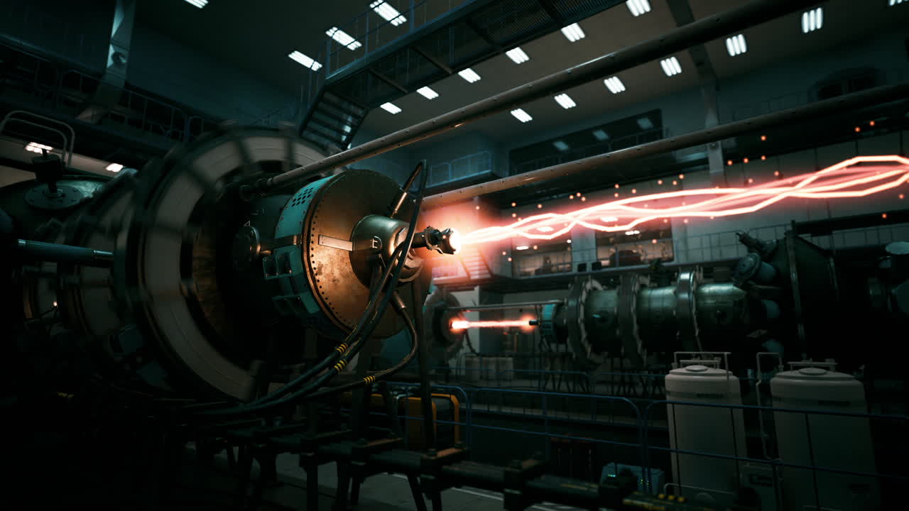 Innovative technology at a scifi laboratory exploring energy and research