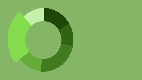 animation of pie chart financial data processing over green background