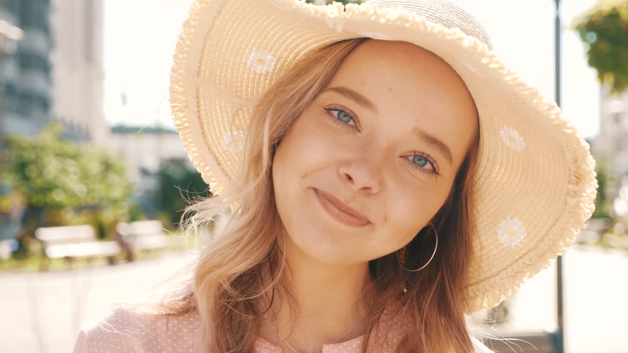 Smiling Woman in a Straw Hat