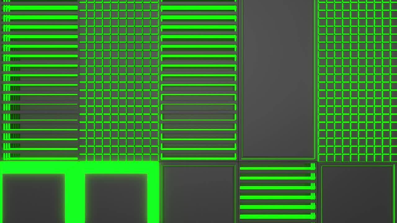 녹색으로 빛나는 선을 가진 기술 배경 루프