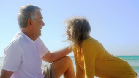 Side-view-of-active-senior-Caucasian-couple-having-fun-on-the-beach-4k