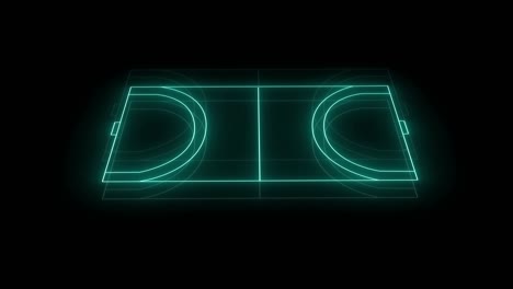 animation of green neon sports stadium on black background
