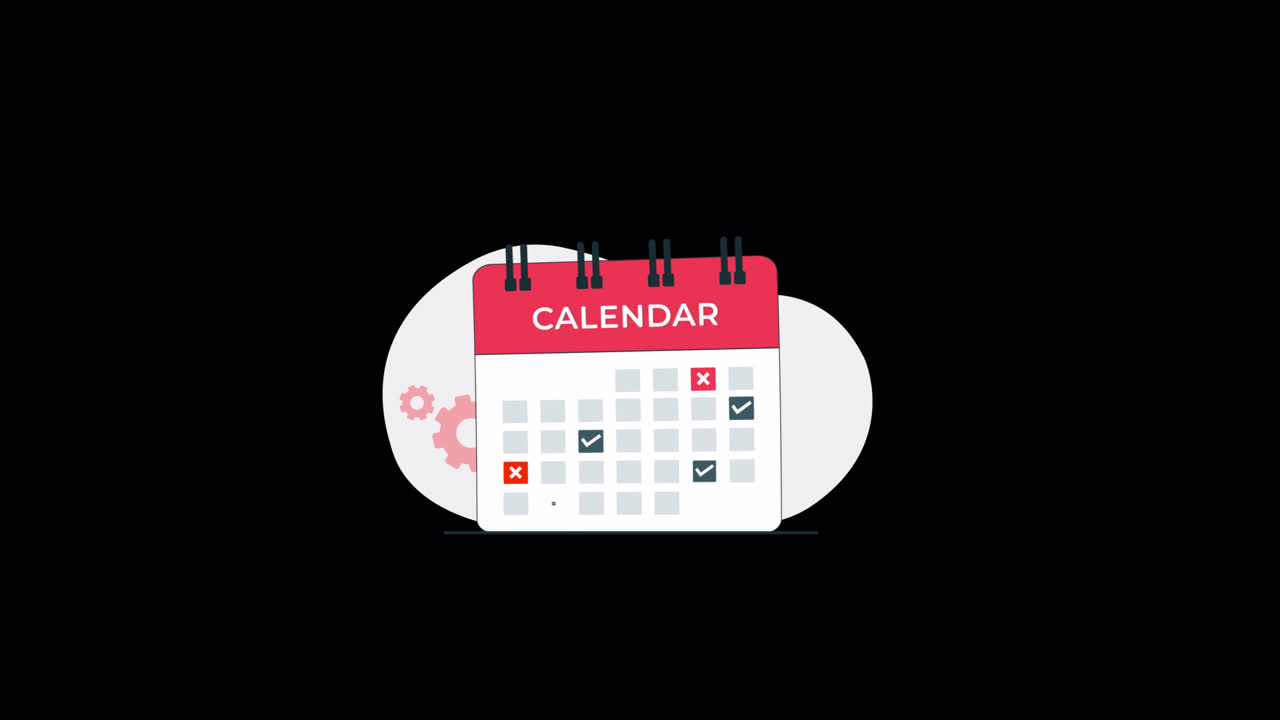 Animeret kalender med flueben og krydser til planlægning