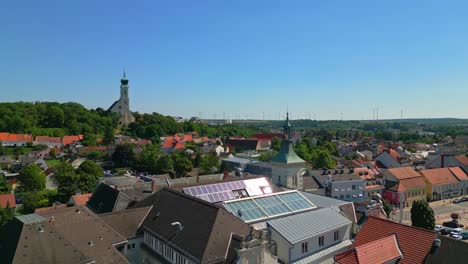 mistelbach town during summer in austria - aerial shot