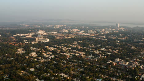 aerial view of islamabad city on foggy day, capital of pakistan