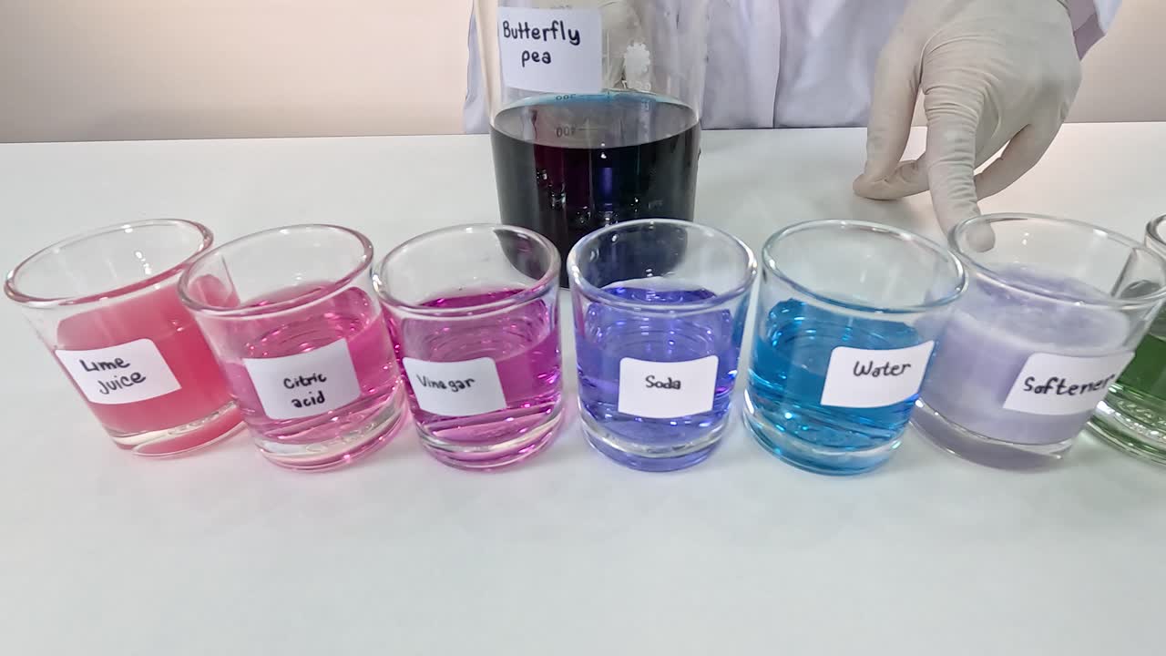 observación de los cambios de color con diferentes soluciones de ph