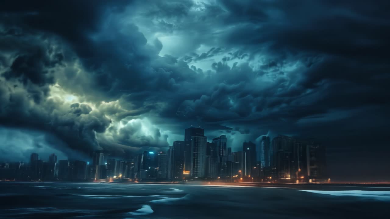 City Under Stormy Sky