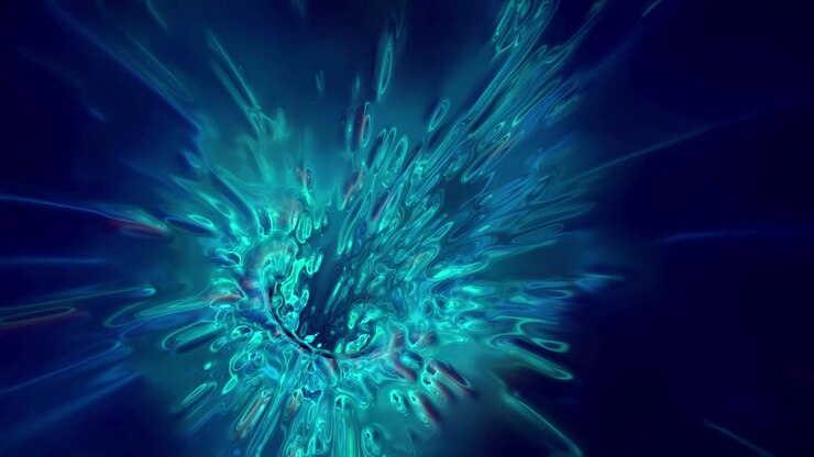 3D animation loop of a circular waving blue vortex with flowing fluid