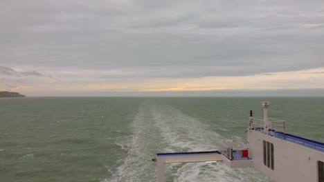 looking out to sea from ferry deck, traveling across english channel